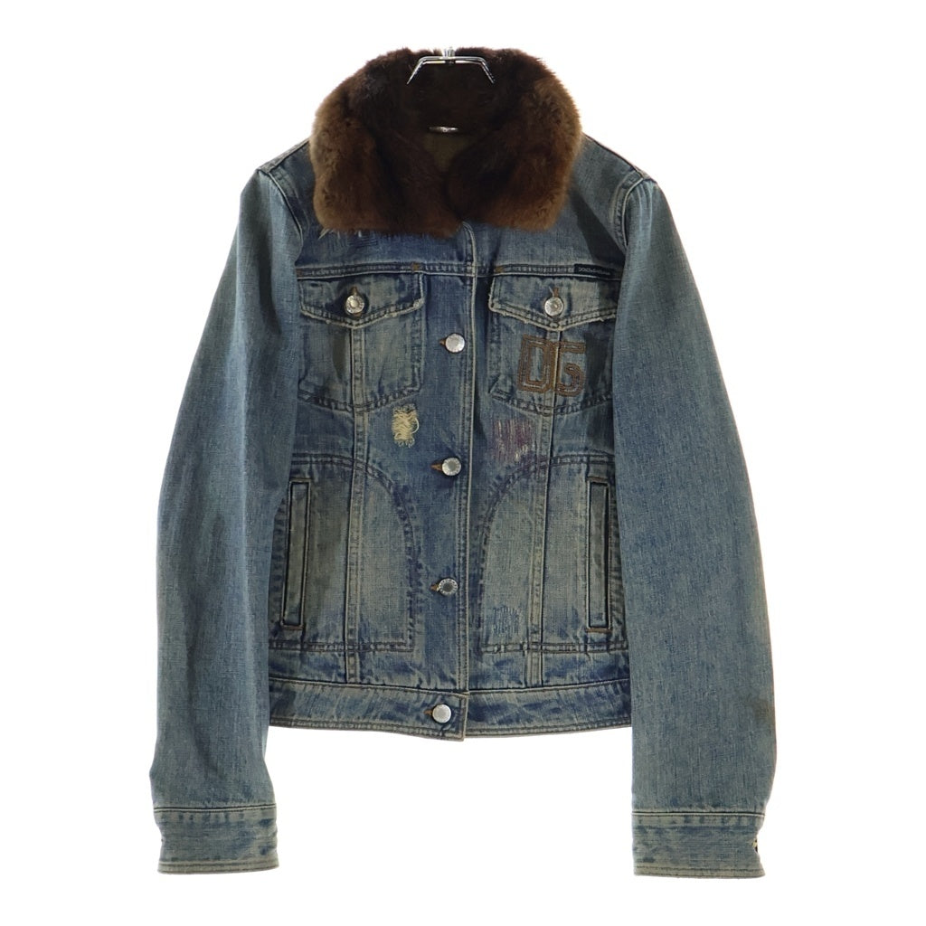 DOLCE & GABBANA(ドルチェアンドガッバーナ) デニムジャケット ファー ブルー レディース