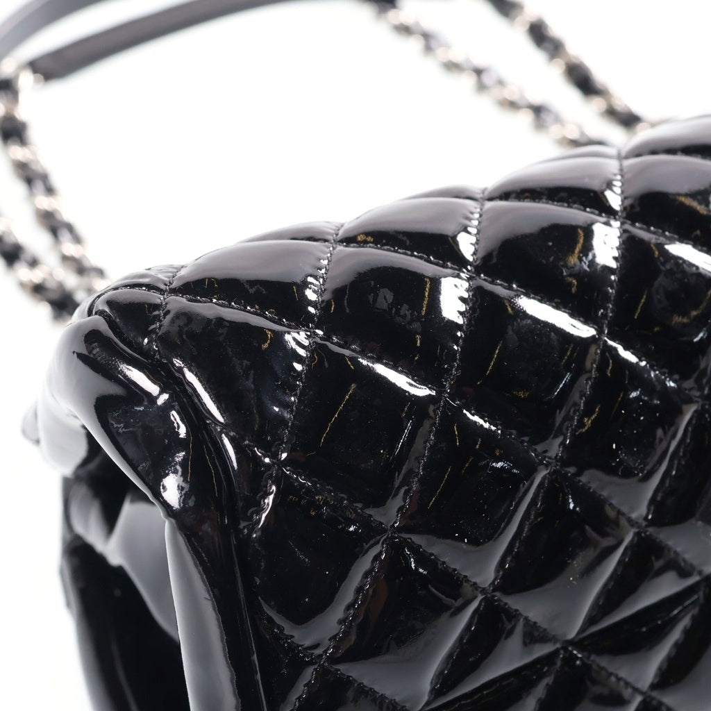 CHANEL(シャネル) マドモアゼルボーリング ハンドバッグ チェーンバッグ ブラック エナメル シルバー金具 レディース