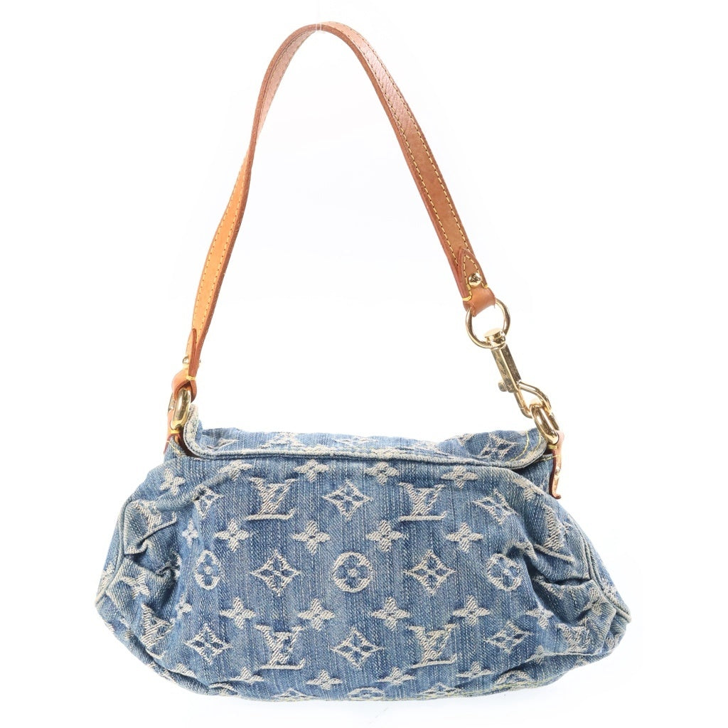 LOUIS VUITTON(ルイヴィトン) モノグラム デニム プリーティミニ ハンドバッグ インディゴブルー×ブラウン デニム×レザー M95050 ゴールド金具 レディース