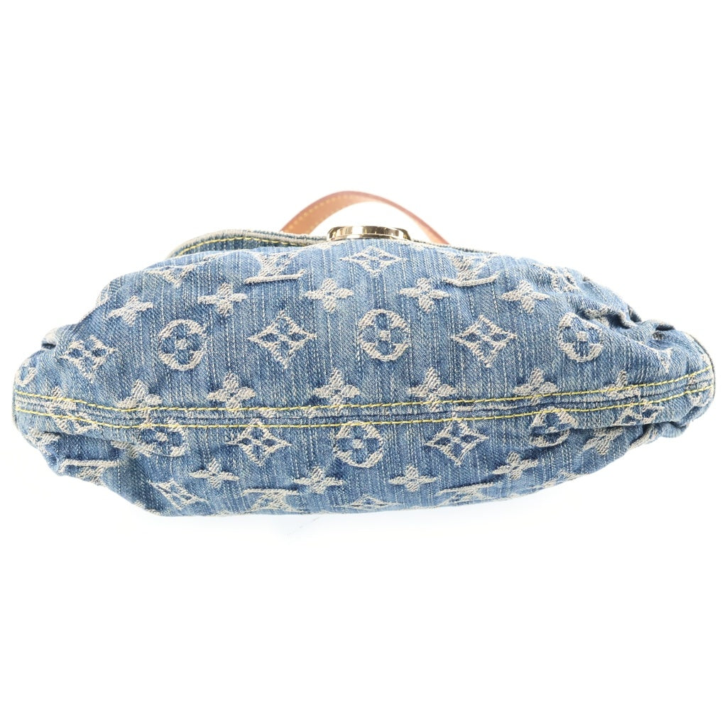 LOUIS VUITTON(ルイヴィトン) モノグラム デニム プリーティミニ ハンドバッグ インディゴブルー×ブラウン デニム×レザー M95050 ゴールド金具 レディース