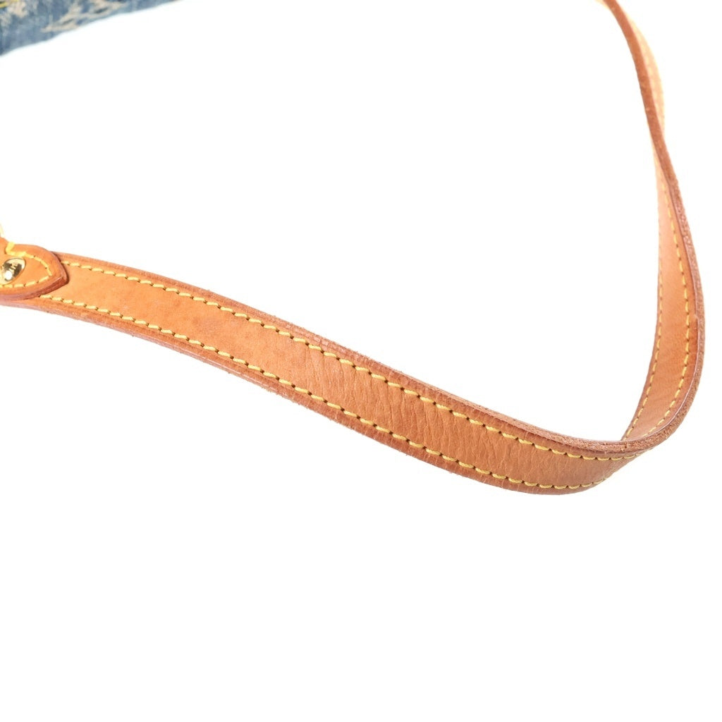 LOUIS VUITTON(ルイヴィトン) モノグラム デニム プリーティミニ ハンドバッグ インディゴブルー×ブラウン デニム×レザー M95050 ゴールド金具 レディース