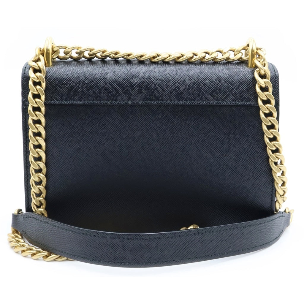 PRADA(プラダ) サフィアーノ ショルダーバッグ チェーンバッグ ブラック レザー 1BD133 ゴールド金具 レディース