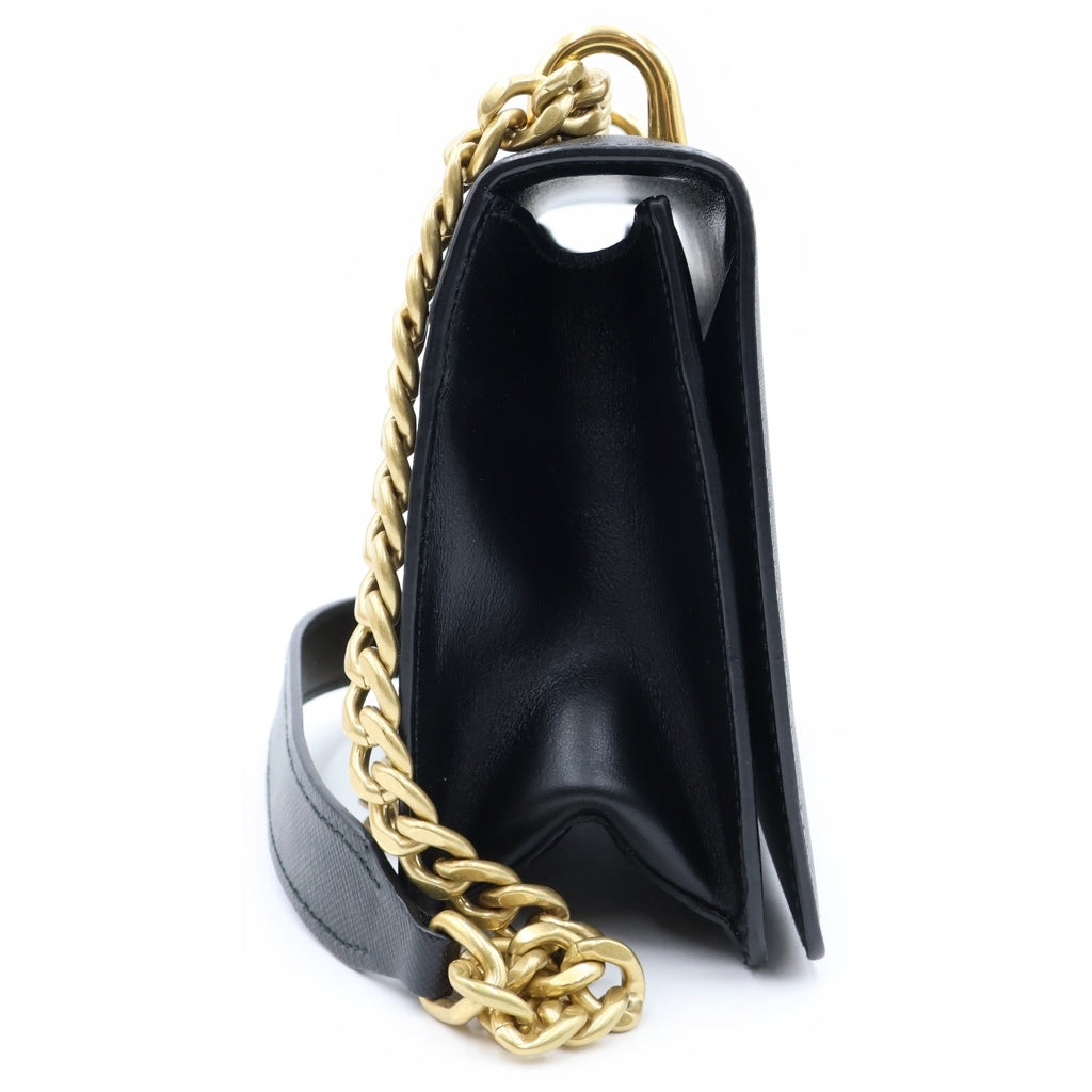 PRADA(プラダ) サフィアーノ ショルダーバッグ チェーンバッグ ブラック レザー 1BD133 ゴールド金具 レディース