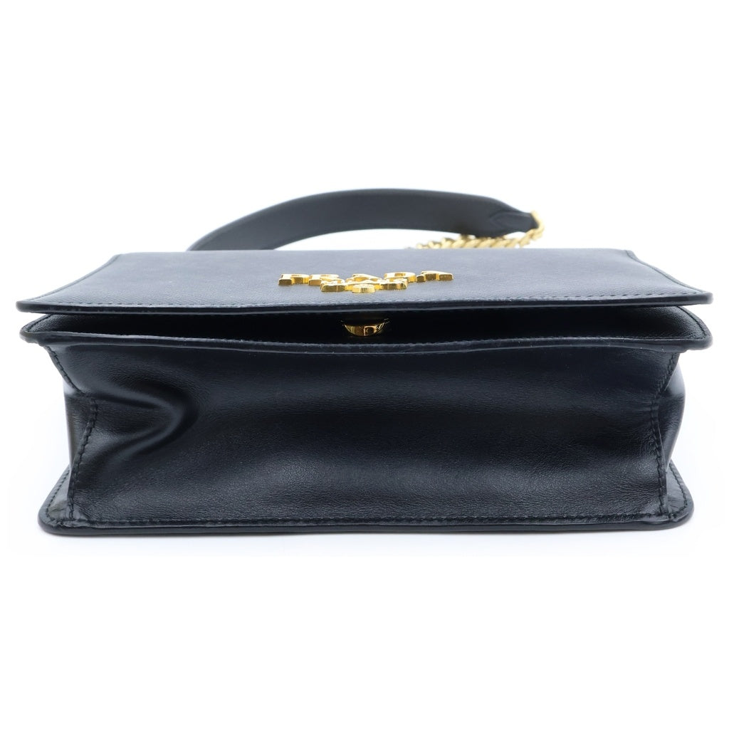 PRADA(プラダ) サフィアーノ ショルダーバッグ チェーンバッグ ブラック レザー 1BD133 ゴールド金具 レディース