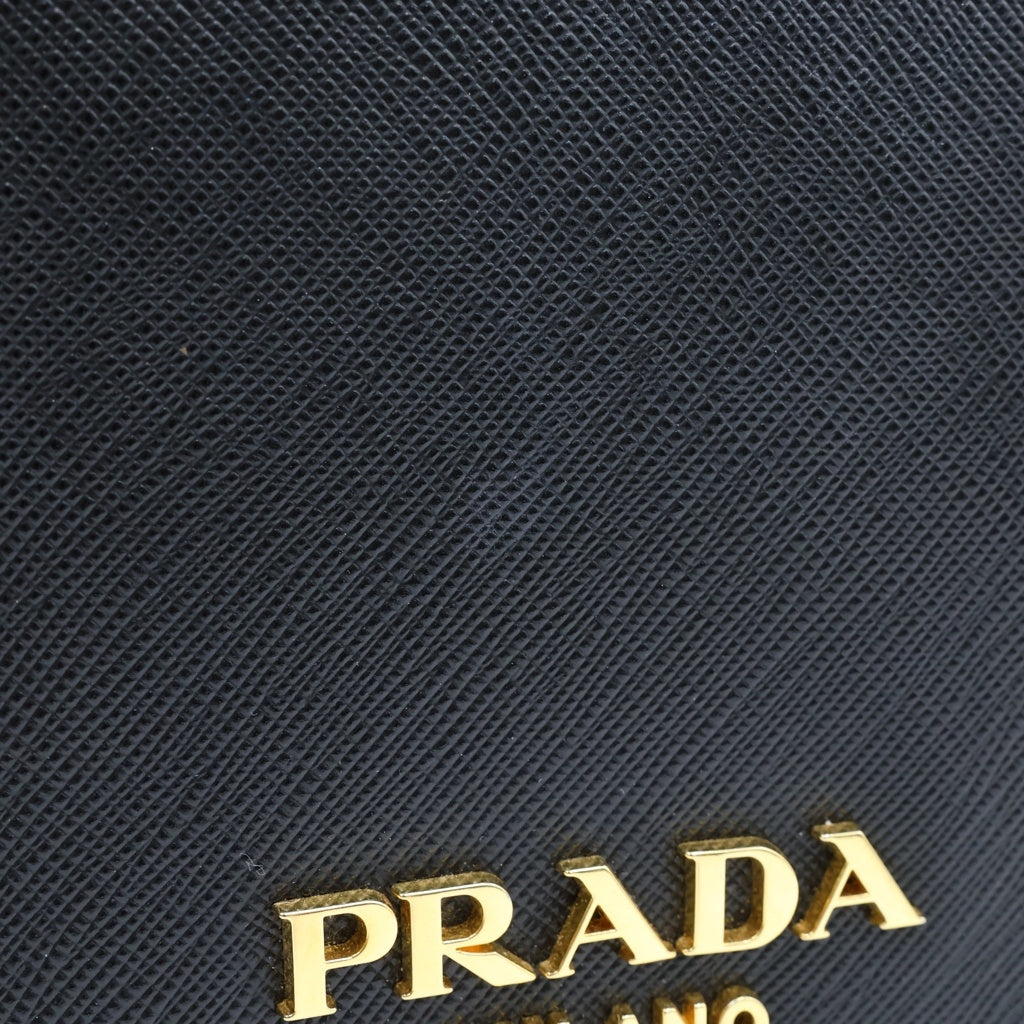 PRADA(プラダ) サフィアーノ ショルダーバッグ チェーンバッグ ブラック レザー 1BD133 ゴールド金具 レディース