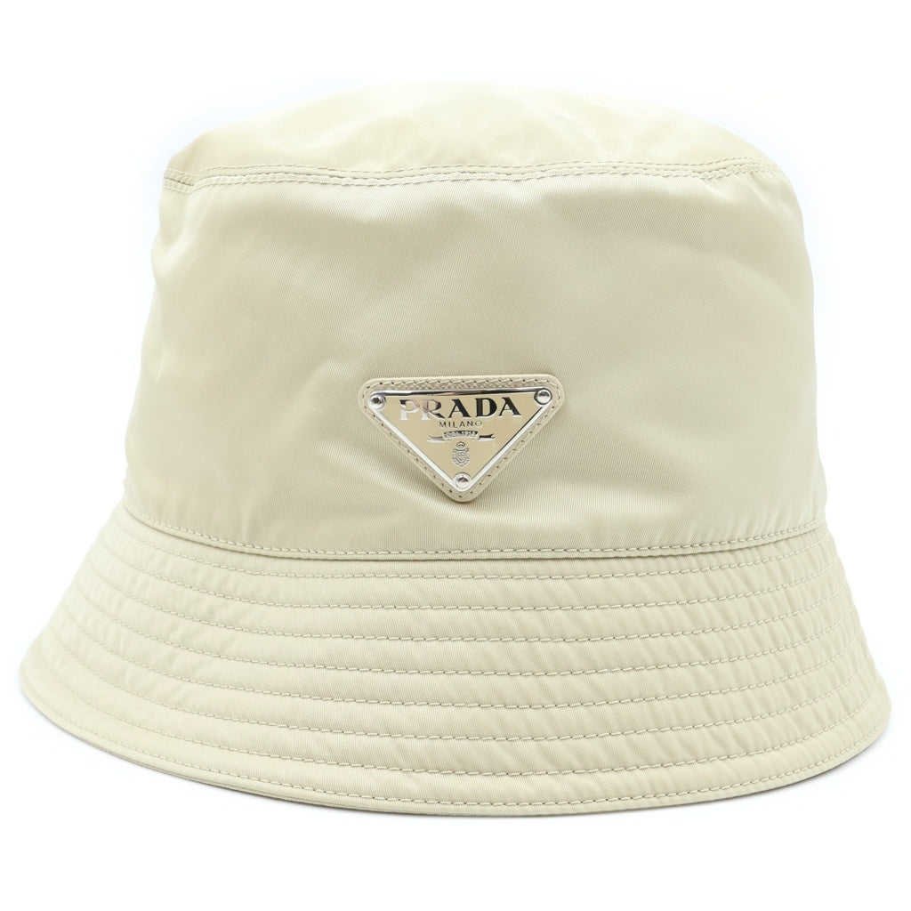 PRADA(プラダ) 22SS Re-Nylon バケットハット 帽子 トライアングルロゴ リナイロン ベージュ 1HC137 2DMI レディース