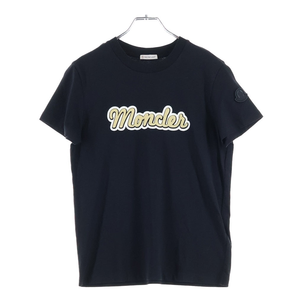 MONCLER(モンクレール) MAGLIA A MANICHE CORTE TEE マリアマニケコルケ ロゴプリント半袖Tシャツ カットソー ブラック レディース J20938C00016 829HP