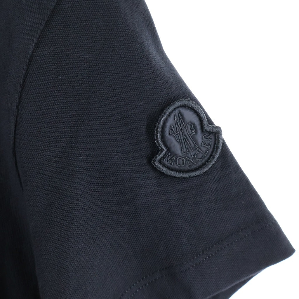 MONCLER(モンクレール) MAGLIA A MANICHE CORTE TEE マリアマニケコルケ ロゴプリント半袖Tシャツ カットソー ブラック レディース J20938C00016 829HP