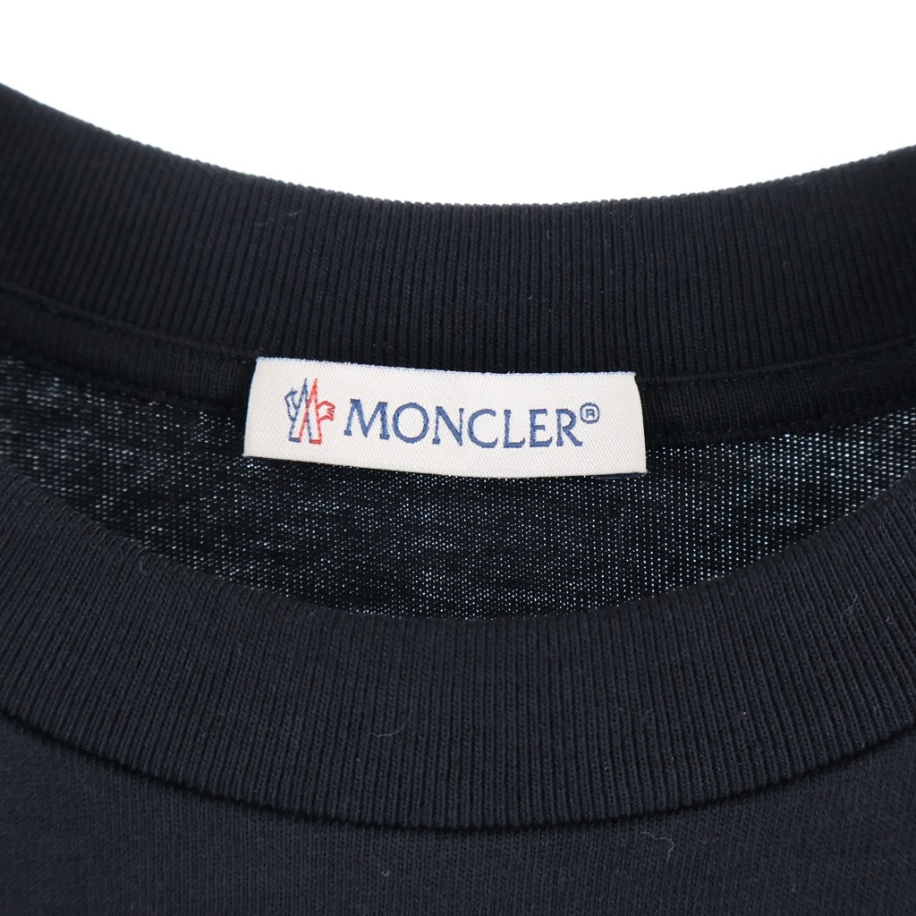 MONCLER(モンクレール) MAGLIA A MANICHE CORTE TEE マリアマニケコルケ ロゴプリント半袖Tシャツ カットソー ブラック レディース J20938C00016 829HP