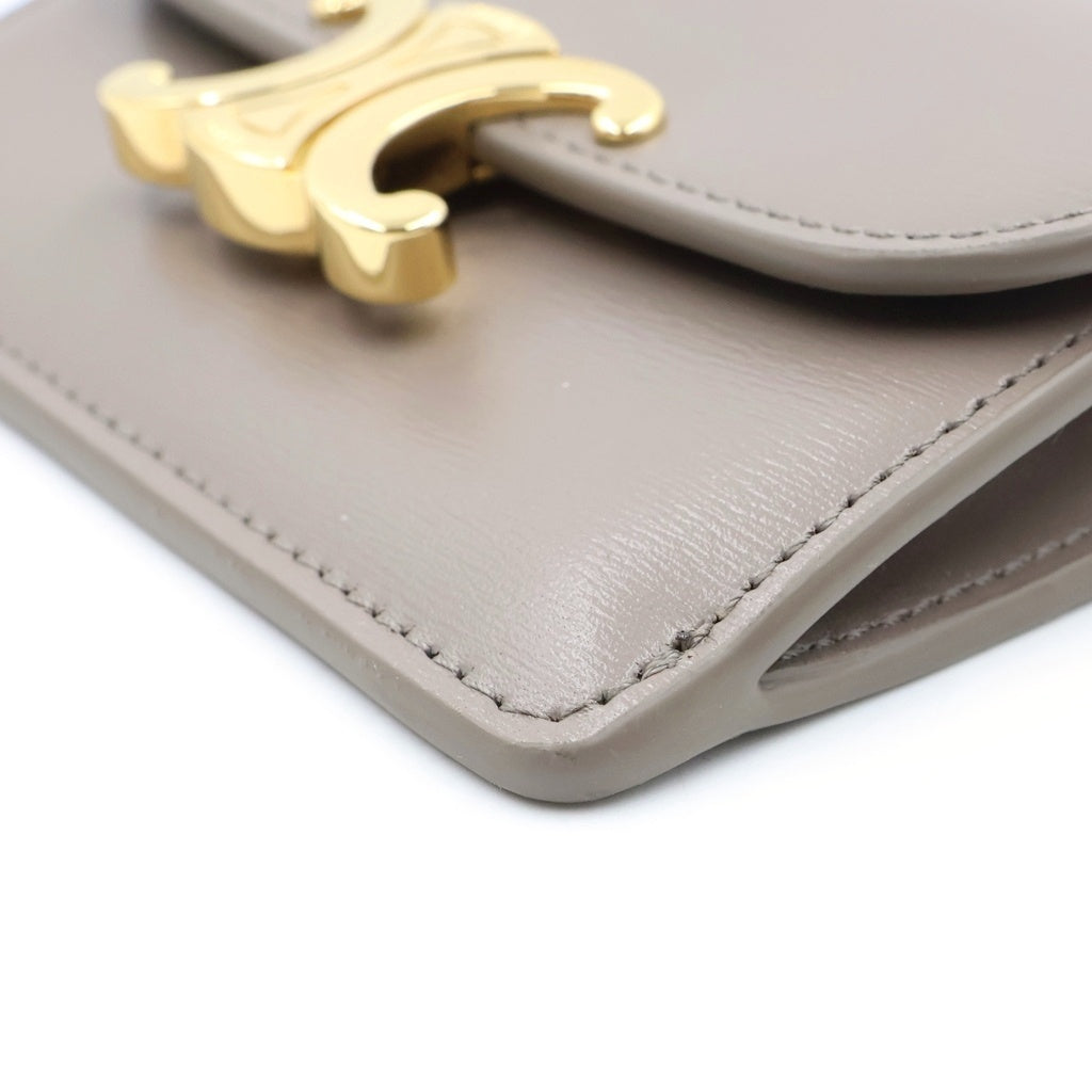 CELINE(セリーヌ) トリオンフ カードケース 名刺入れ チャコールグレー レザー レディース