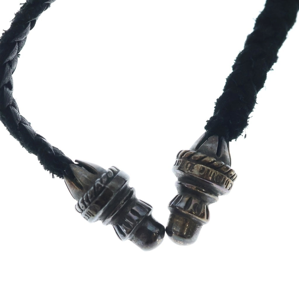CHROME HEARTS(クロムハーツ) CROW クロウ レザーブレイド ネックレス シルバー/ブラック