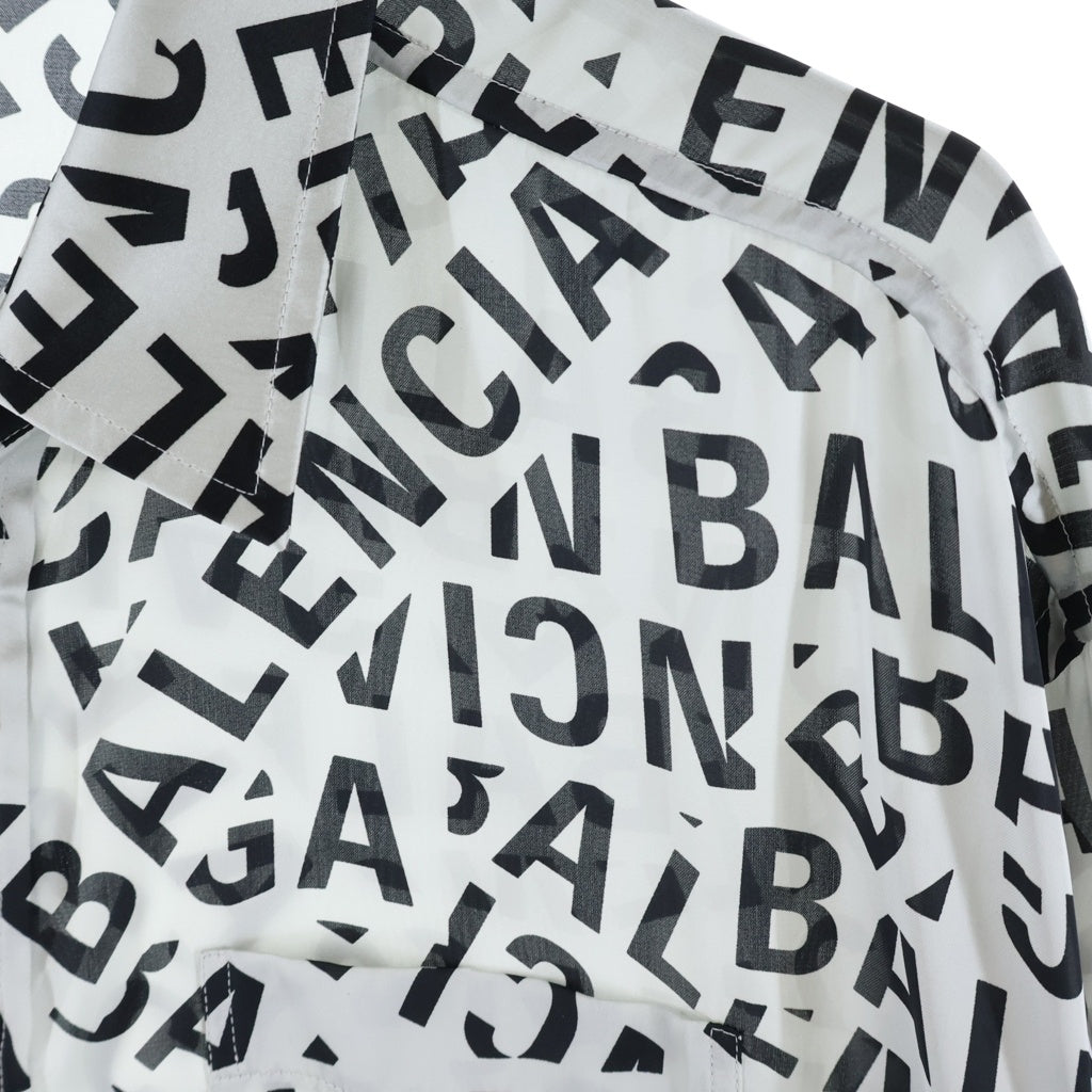 BALENCIAGA(バレンシアガ) 22 ALL LOGO オールロゴシャツ ブラウス ポリエステル グレー×ブラック 681050