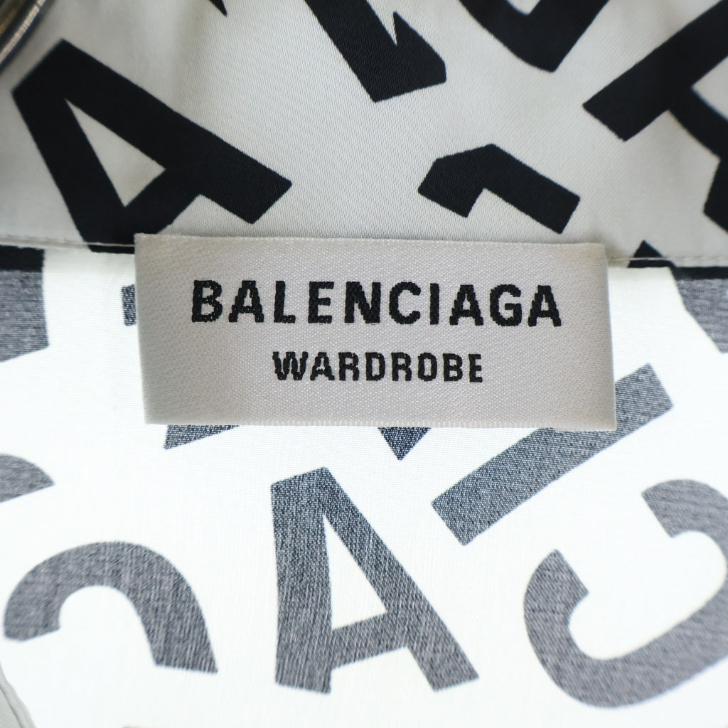 BALENCIAGA(バレンシアガ) 22 ALL LOGO オールロゴシャツ ブラウス ポリエステル グレー×ブラック 681050