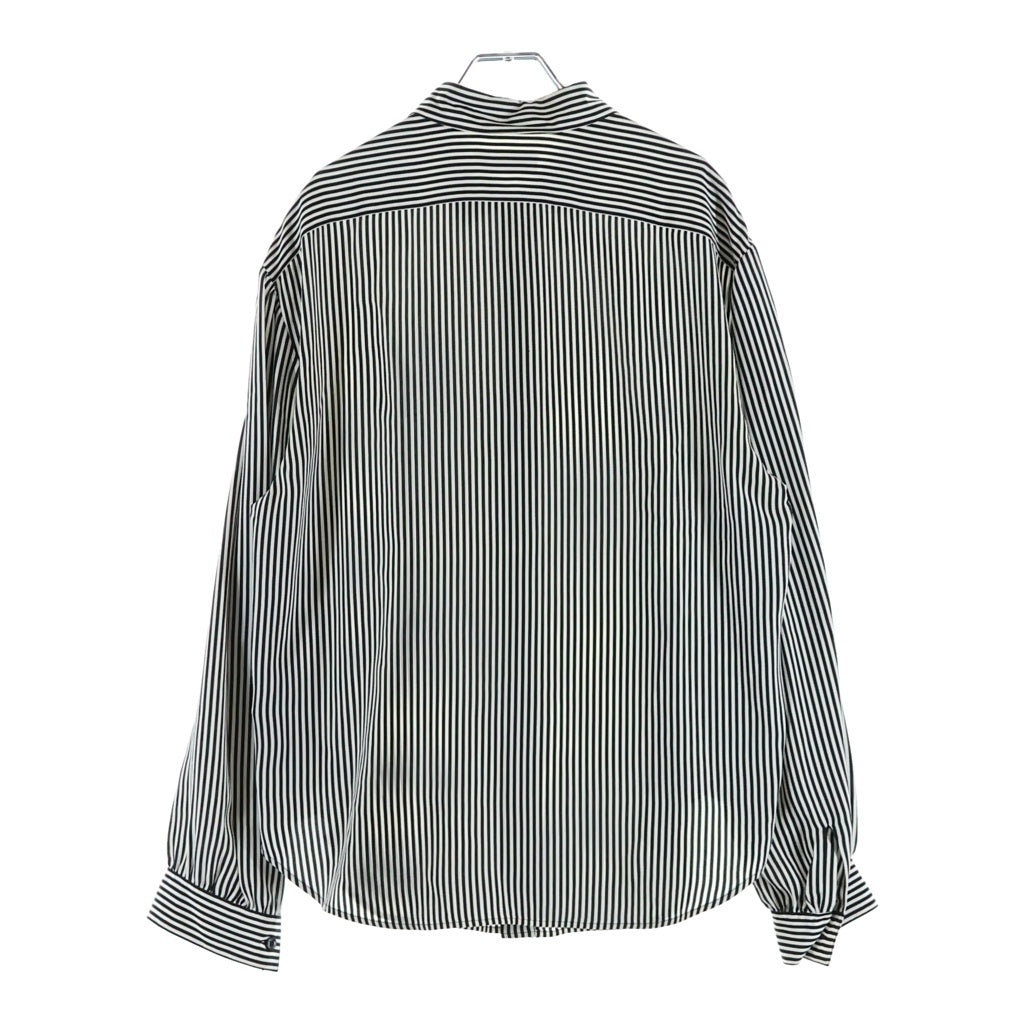 SAINT LAURENT PARIS(サンローランパリ) 21 STRIPE ストライプシャツ ブラック×ホワイト シルク 680495