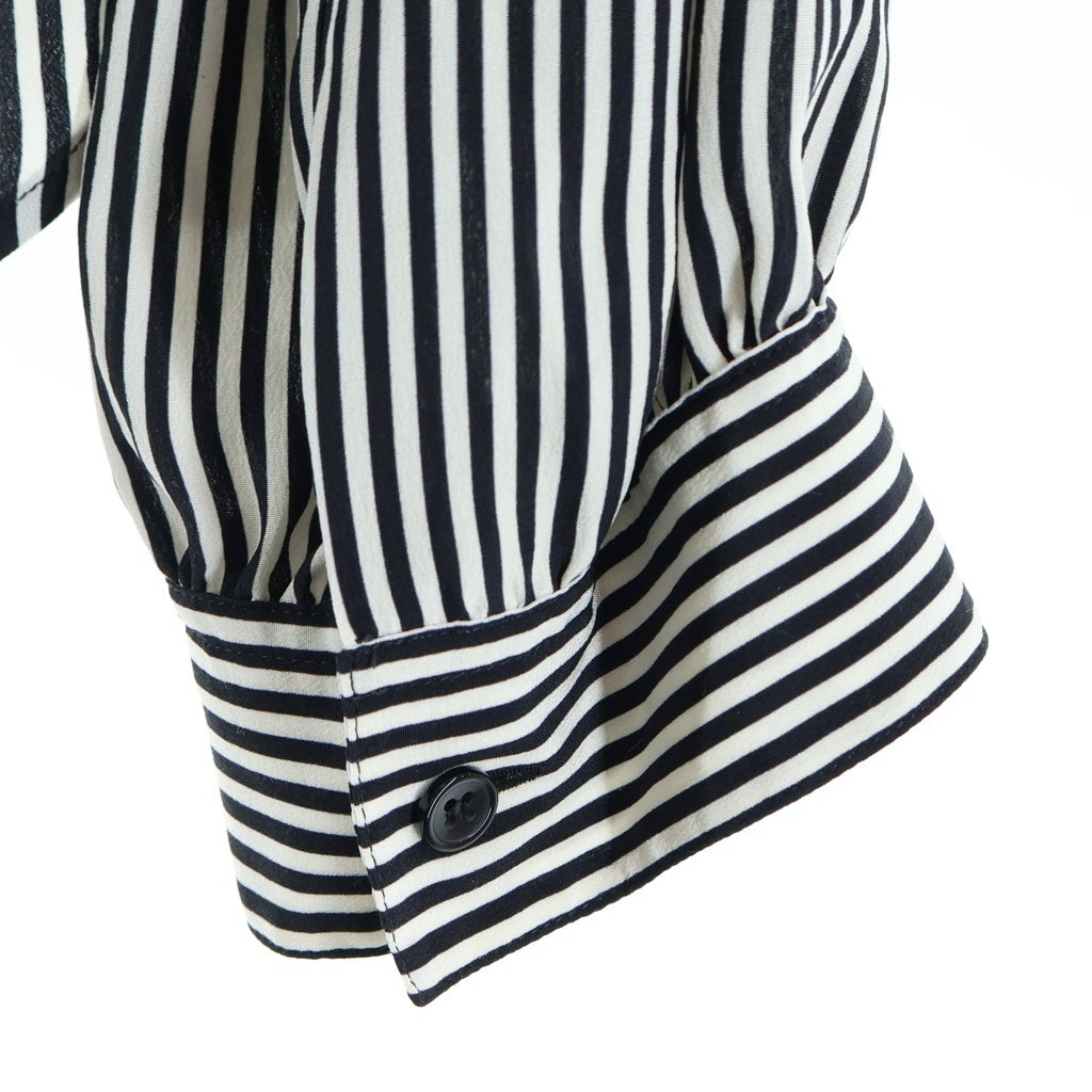 SAINT LAURENT PARIS(サンローランパリ) 21 STRIPE ストライプシャツ ブラック×ホワイト シルク 680495