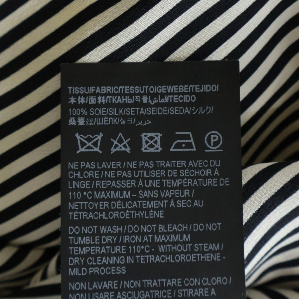SAINT LAURENT PARIS(サンローランパリ) 21 STRIPE ストライプシャツ ブラック×ホワイト シルク 680495