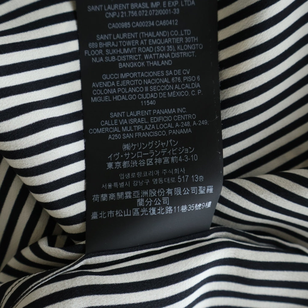 SAINT LAURENT PARIS(サンローランパリ) 21 STRIPE ストライプシャツ ブラック×ホワイト シルク 680495