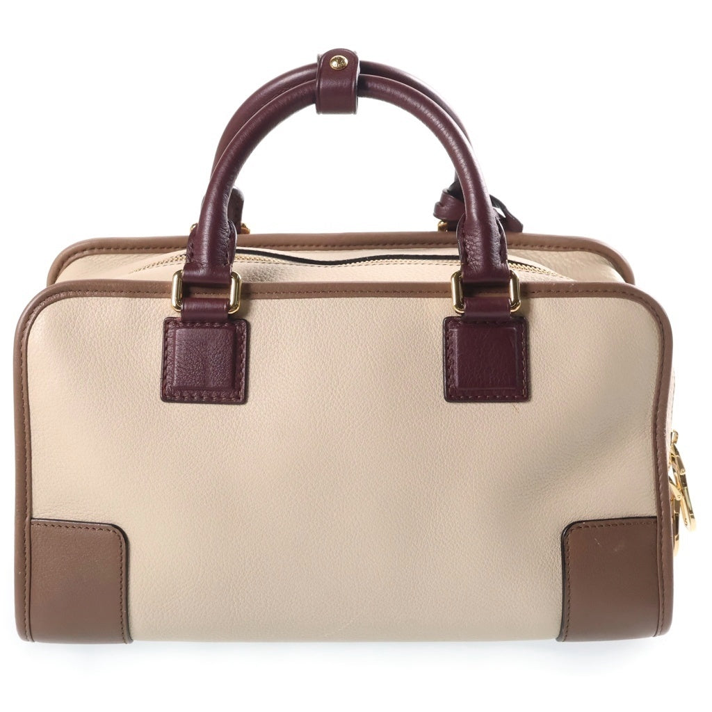 LOEWE(ロエベ) アマソナ28 2WAYハンドバッグ バイカラー ショルダーバッグ ベージュ×ブラウン×ボルドー レザー ゴールド金具 レディース