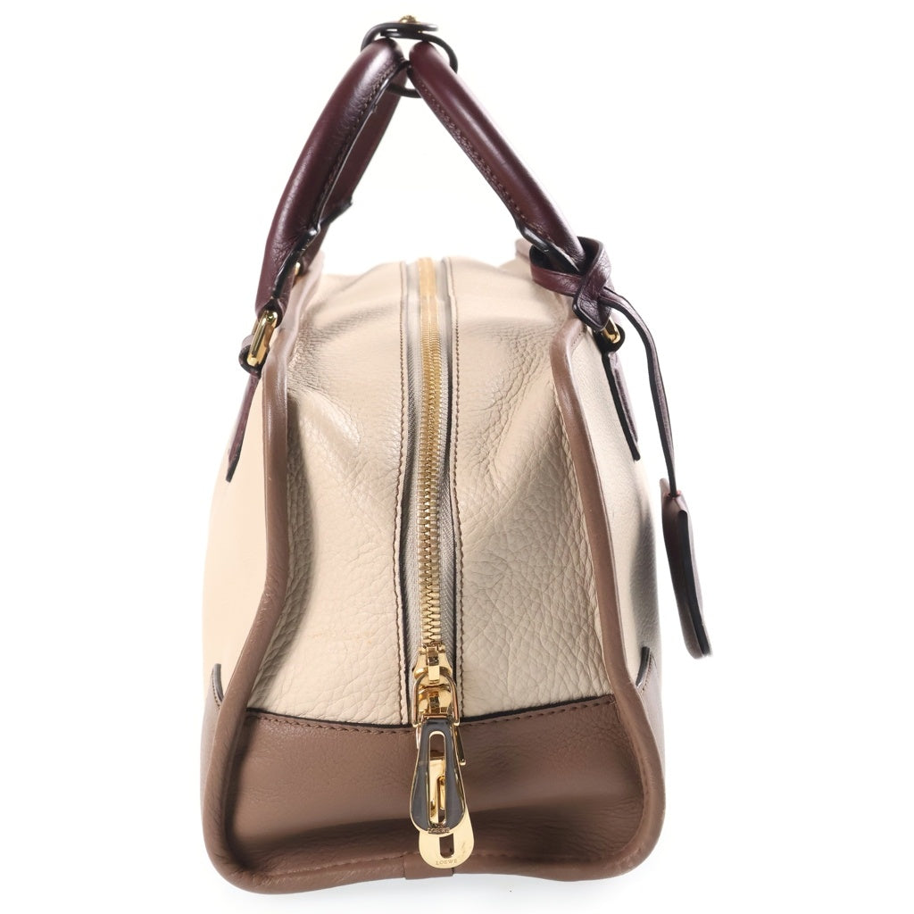 LOEWE(ロエベ) アマソナ28 2WAYハンドバッグ バイカラー ショルダーバッグ ベージュ×ブラウン×ボルドー レザー ゴールド金具 レディース