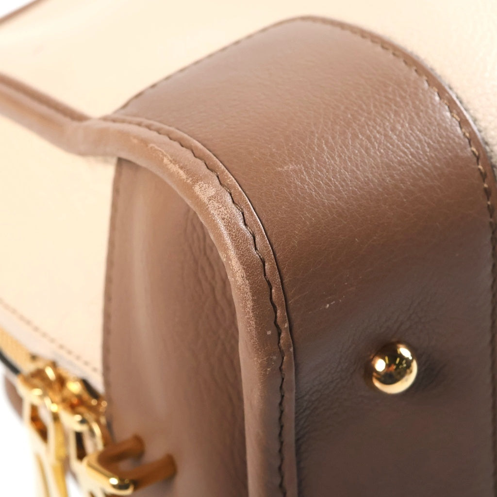 LOEWE(ロエベ) アマソナ28 2WAYハンドバッグ バイカラー ショルダーバッグ ベージュ×ブラウン×ボルドー レザー ゴールド金具 レディース