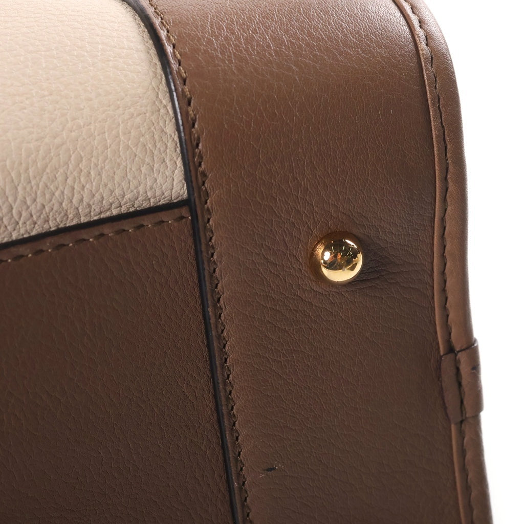 LOEWE(ロエベ) アマソナ28 2WAYハンドバッグ バイカラー ショルダーバッグ ベージュ×ブラウン×ボルドー レザー ゴールド金具 レディース
