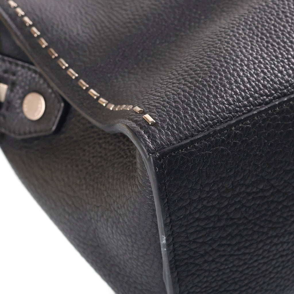 FENDI(フェンディ) 2WAYハンドバッグ ビジネスバッグ ショルダーバッグ ブラック レザー シルバー金具 レディース