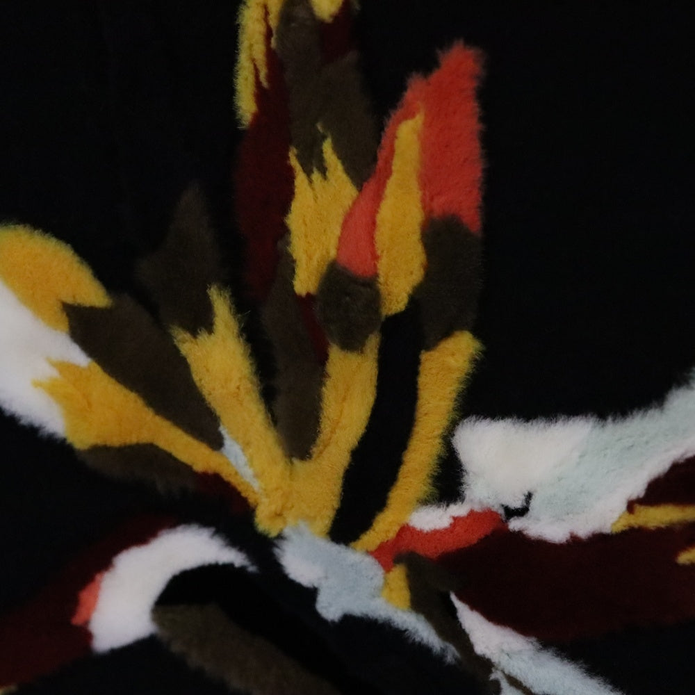 FENDI(フェンディ) 15AW ミンクファーワッペン ラムスキン レザー襟 カシミヤ ケープ ポンチョ コート ブラック レディース FF8111 W18