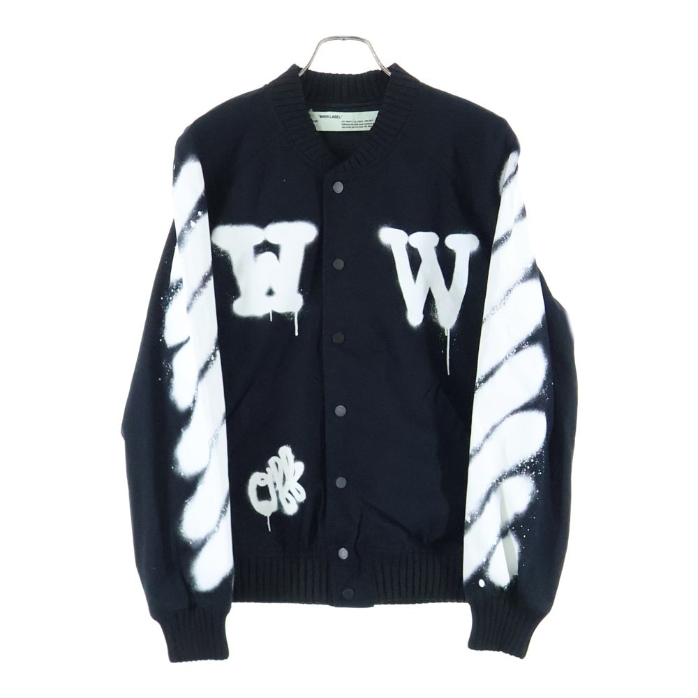 OFF-WHITE(オフホワイト) 17SS Spray Varsity Jacket スプレーロゴ ボンバージャケット ブラック