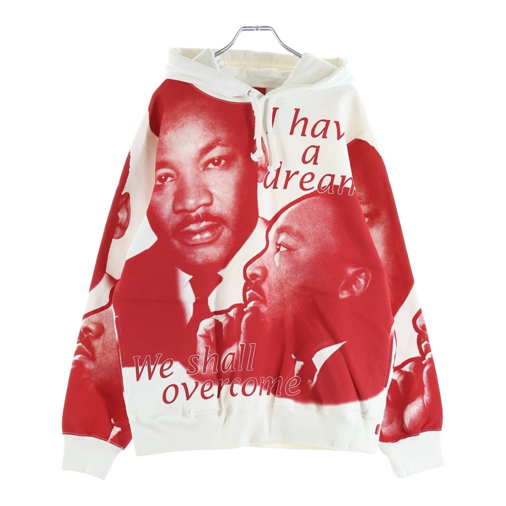 SUPREME(シュプリーム) 18SS MLK Hoodie Sweatshirt キング牧師 総柄プリント スウェットプルオーバーパーカー ホワイト/レッド
