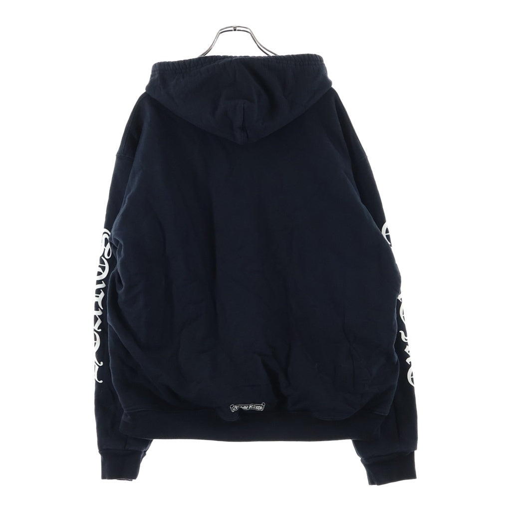 CHROME HEARTS(クロムハーツ) THERMAL SWTSHRT HD ZIP 裏地サーマル ロゴプリント ダガージップアップパーカー フーディー ブラック