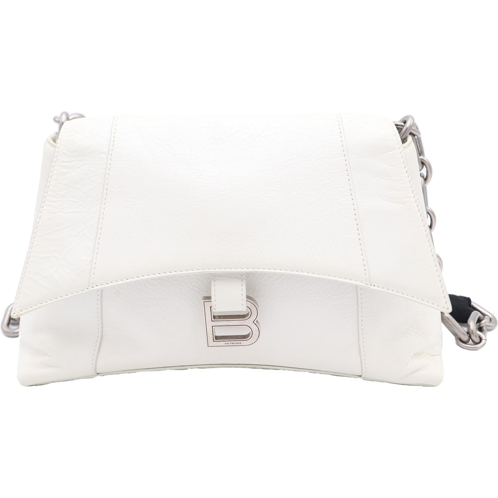 BALENCIAGA(バレンシアガ) ダウンタウン チェーンショルダーバッグ ホワイト レザー 689058 シルバー金具 レディース