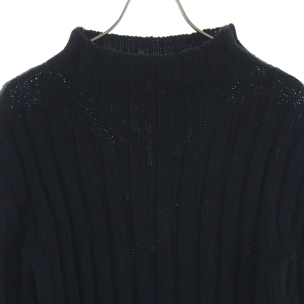 ANN DEMEULEMEESTER(アンドゥムルメステール) Warr Rib Sweater ヴァール リブハイネックセーター ニット ブラック B0011663KN026099