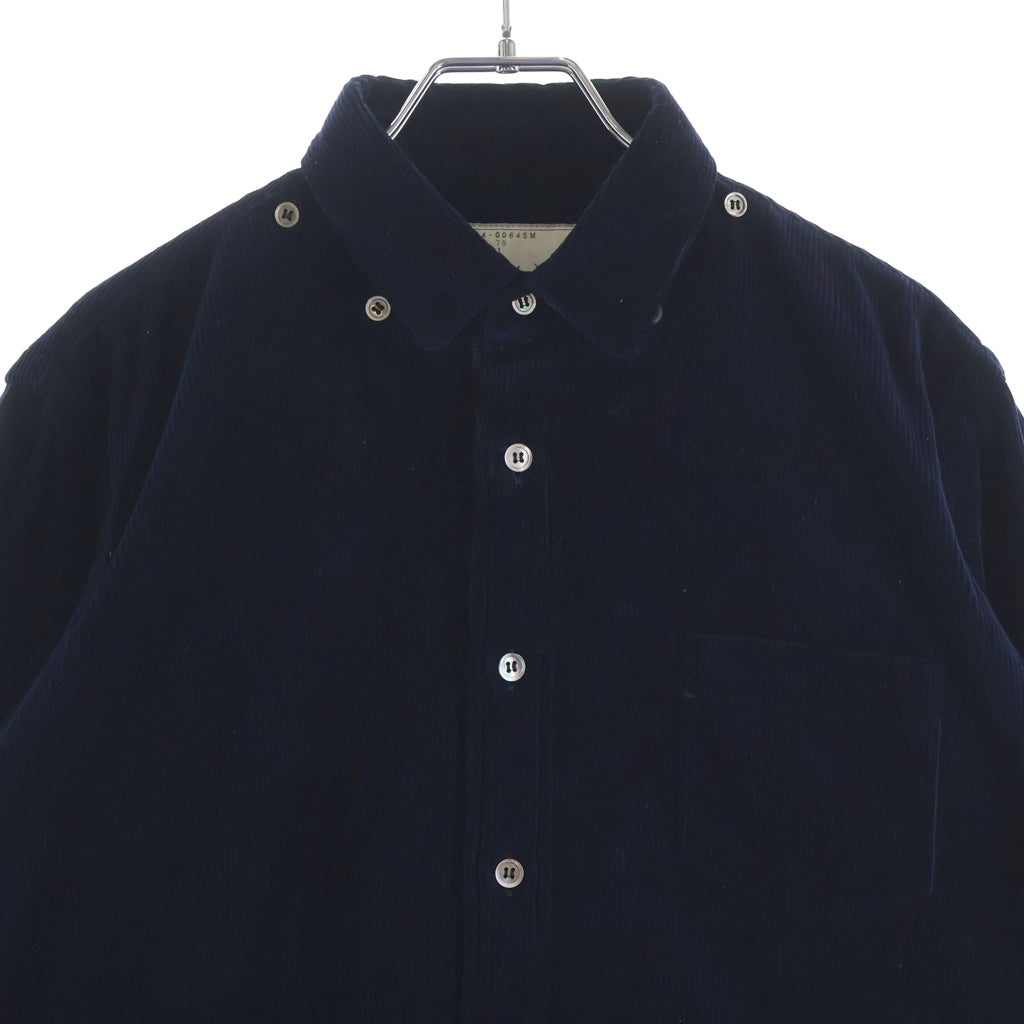 Sacai(サカイ) 14AW コーデュロイ ワンポケット ボタンダウン長袖シャツ ネイビー 14‐00645M