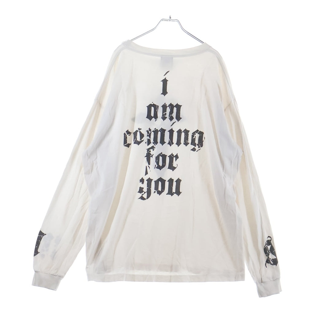 SAINT MICHAEL(セントマイケル) 22SS 両面グラフィックプリント 長袖Tシャツカットソー ホワイト/ブラック SM-S22-0000-028