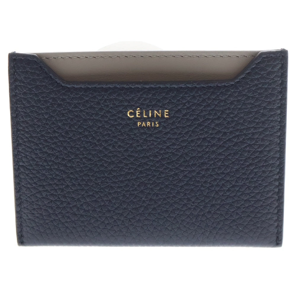 CELINE(セリーヌ) カードケース 名刺入れ ブラック×グレー レザー ロゴ