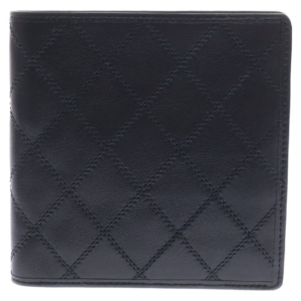 CHANEL(シャネル) ワイルドステッチ 二つ折り財布 コンパクトウォレット ブラック レザー