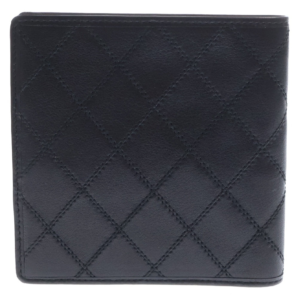 CHANEL(シャネル) ワイルドステッチ 二つ折り財布 コンパクトウォレット ブラック レザー