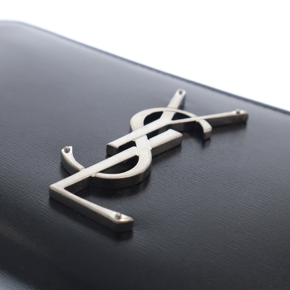 SAINT LAURENT PARIS(サンローランパリ) ラウンドファスナー長財布 ブラック ロングウォレット シルバー レザー 617415