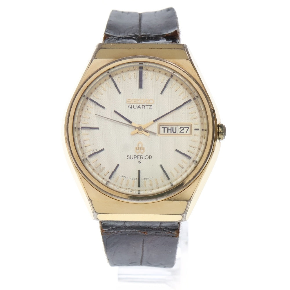 SEIKO(セイコー) スーペリア シルバー文字盤 デイデイト 腕時計 ゴールド×ブラウン