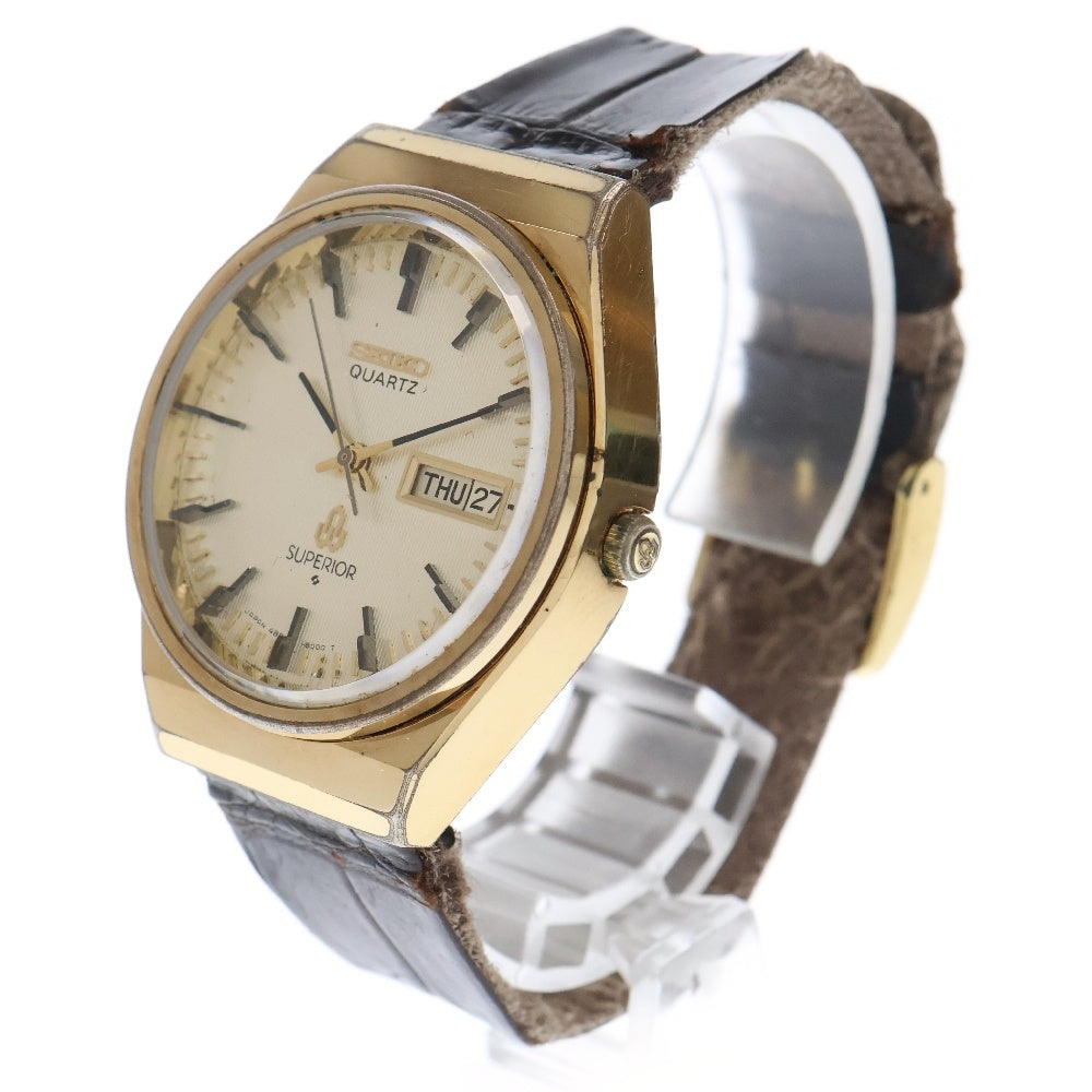 SEIKO(セイコー) スーペリア シルバー文字盤 デイデイト 腕時計 ゴールド×ブラウン