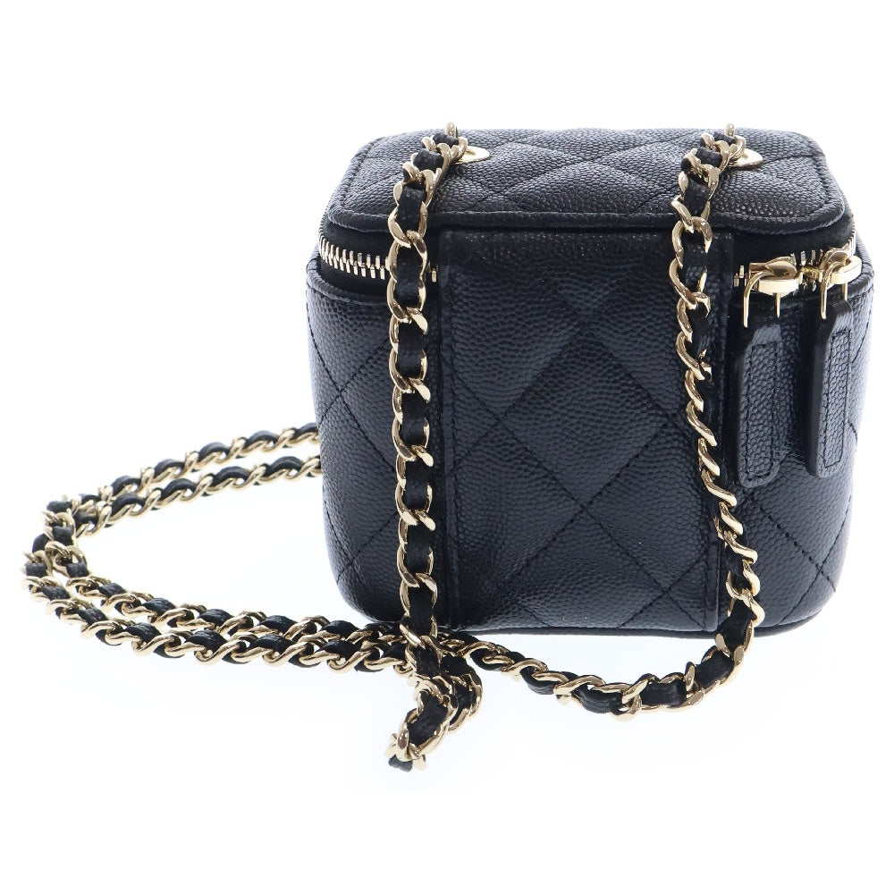 CHANEL(シャネル) マトラッセ ミニ チェーンバニティ AP1340 ブラック ショルダーバッグ 斜め掛けバッグ ココマーク キャビアスキン レザー ゴールド金具