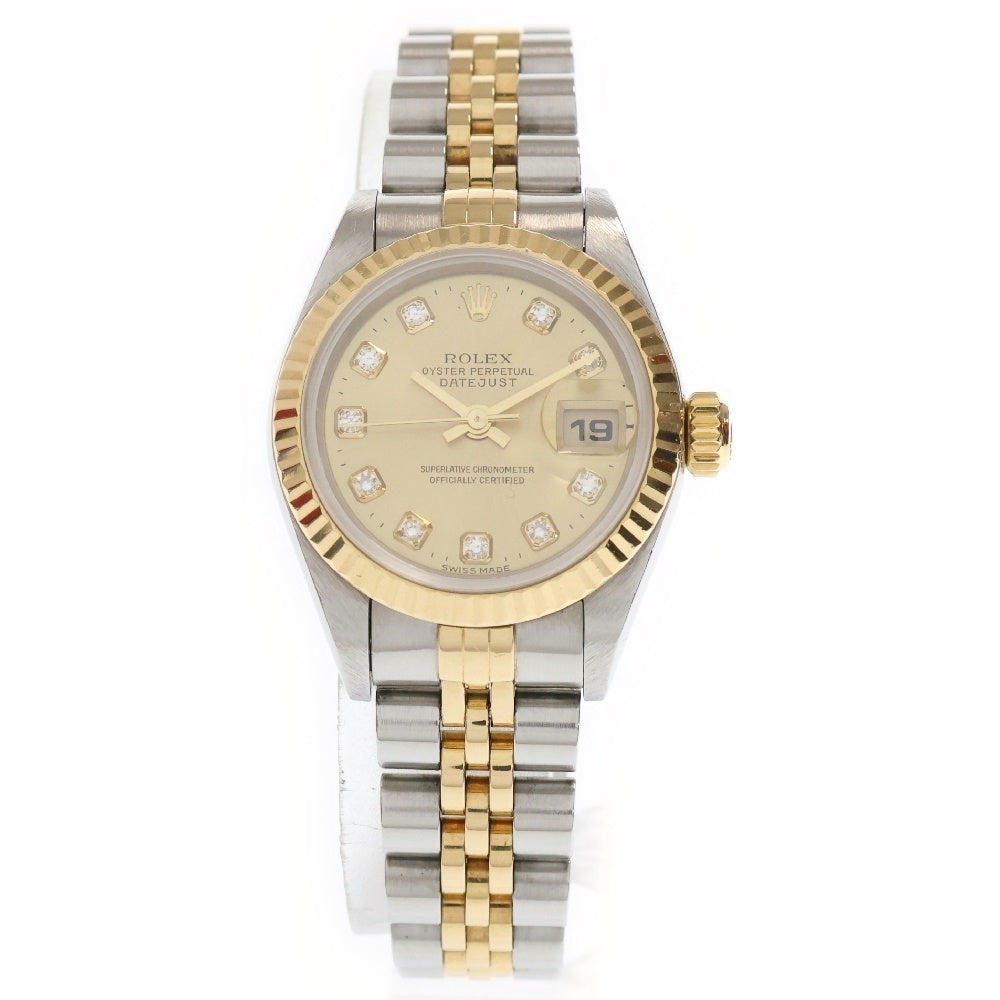 ROLEX(ロレックス) デイトジャスト シャンパン文字盤 新PD 10P ダイヤモンド ジュビリーブレス イエローゴールド×ステンレス SS×YG/AT 自動巻き 79173G 腕時計 レディース