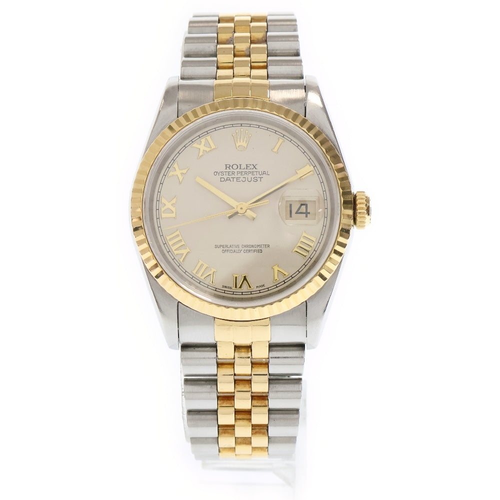 ROLEX(ロレックス) デイトジャスト アイボリーピラミッドローマ文字盤 ジュビリーブレス ステンレス×イエローゴールド 自動巻き SS×YG/AT 16233 メンズ腕時計