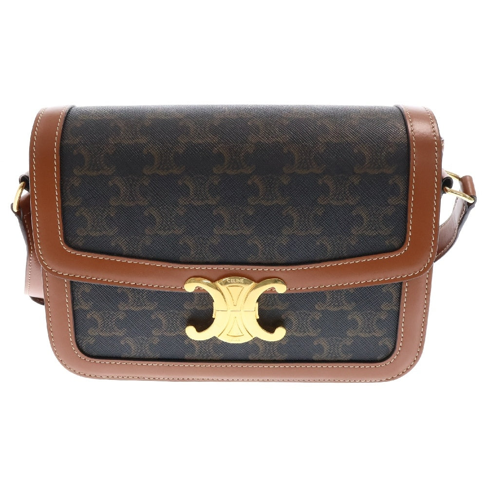 CELINE(セリーヌ) トリオンフ ティーン カーフスキン ショルダーバッグ ブラウン×ブラック レディース 188882BZ4.04LU