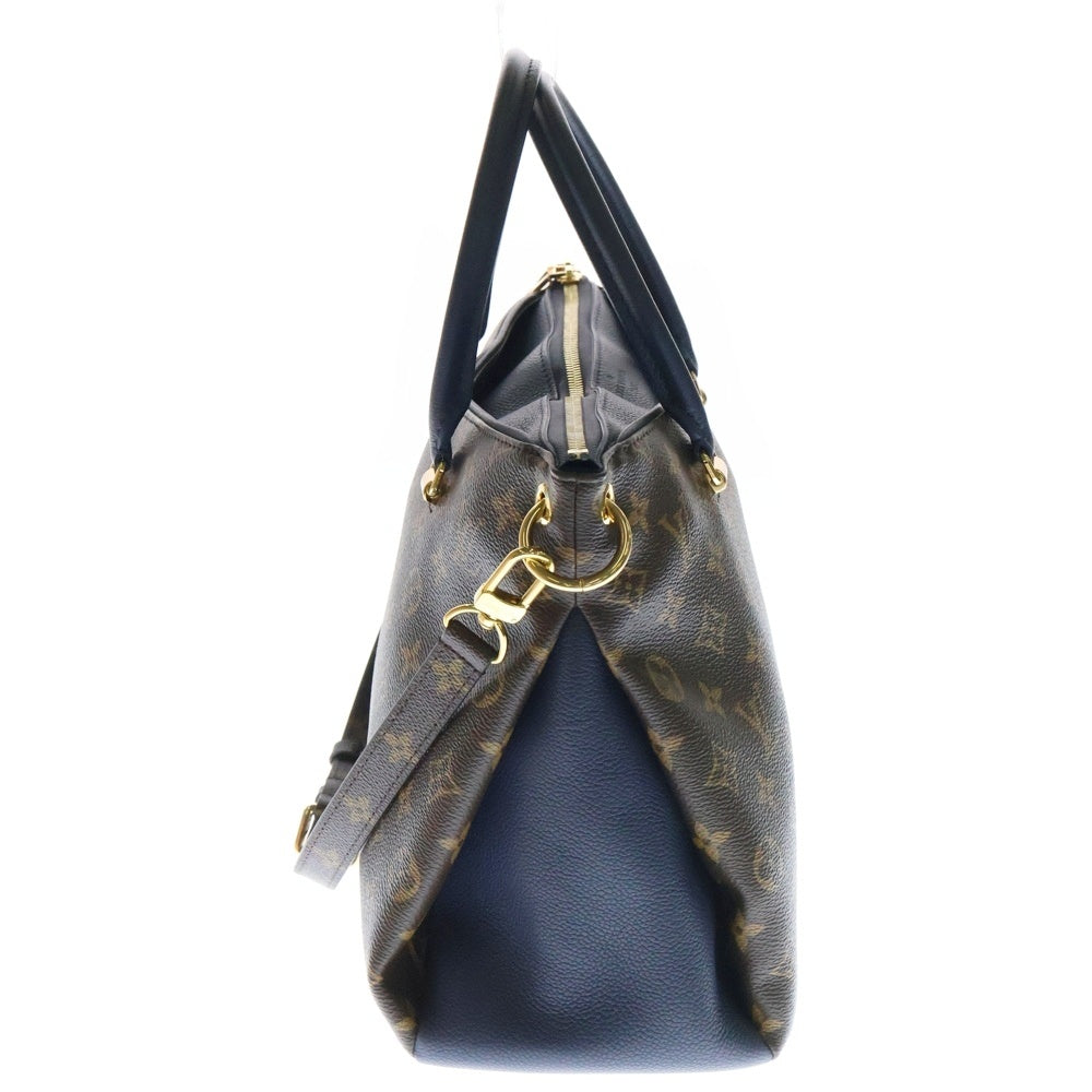 LOUIS VUITTON(ルイヴィトン) モノグラム パラスMM トートバッグ ハンドバッグ ブラウン×ネイビー PVCレザー RFID M42756