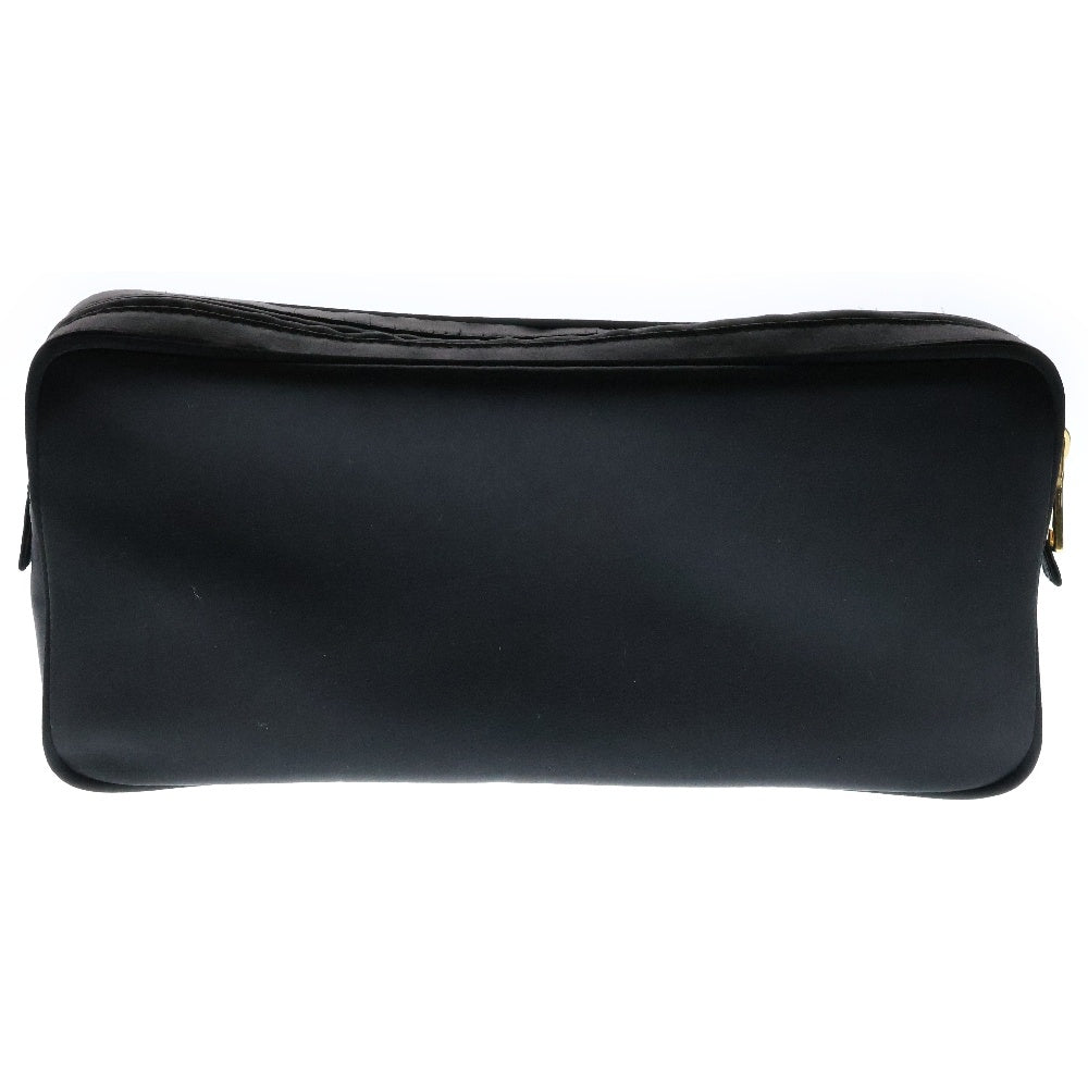 PRADA(プラダ) トライアングルロゴ ポーチ ブラック シルクサテン アクセサリー収納 ゴールド金具 1RU003