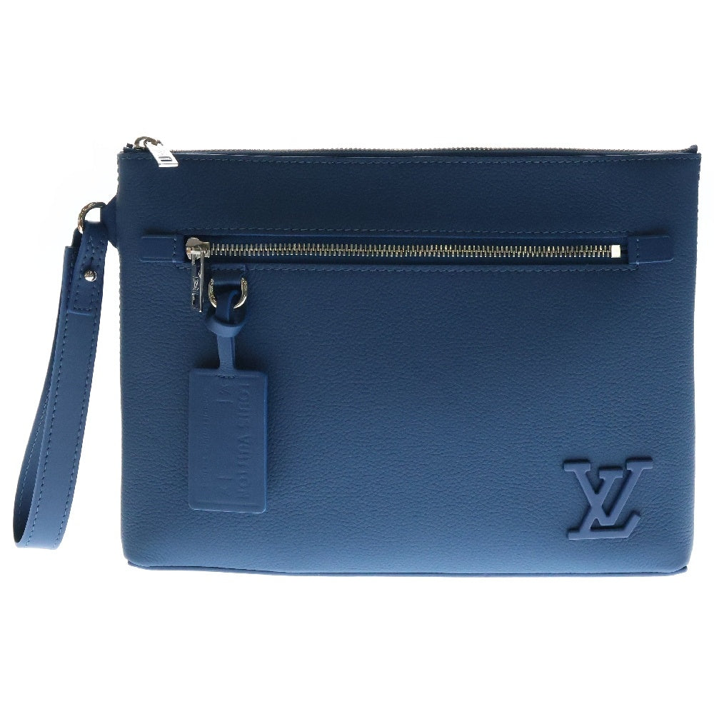 LOUIS VUITTON(ルイヴィトン) LVアエログラム テイクオフポーチ レザー クラッチバッグ ブルー M82813