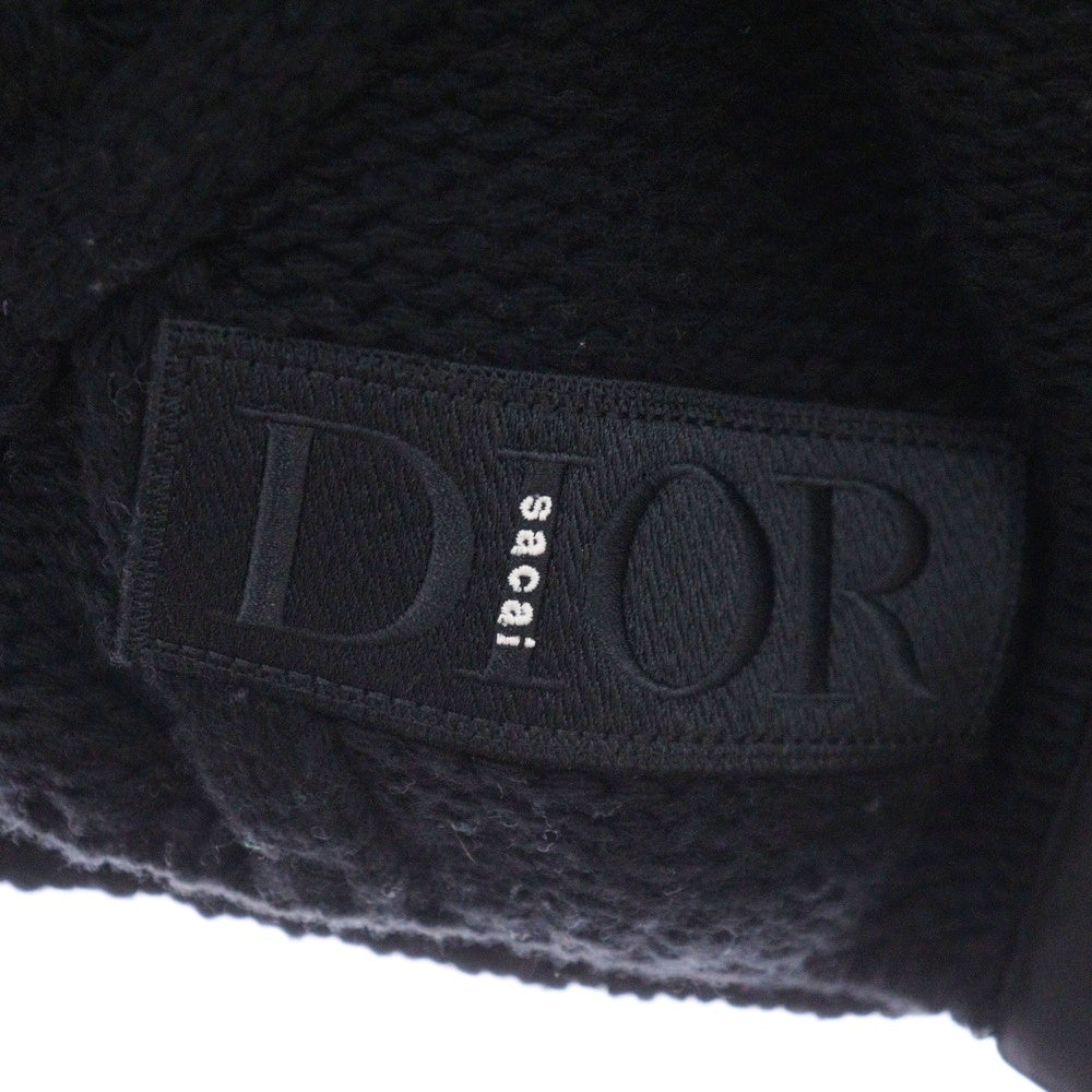 Christian Dior(クリスチャンディオール) ×sacai 22AW サカイ ローズモチーフ 刺繍 ニットセーター 長袖 ネイビー XXL 213M652AT336