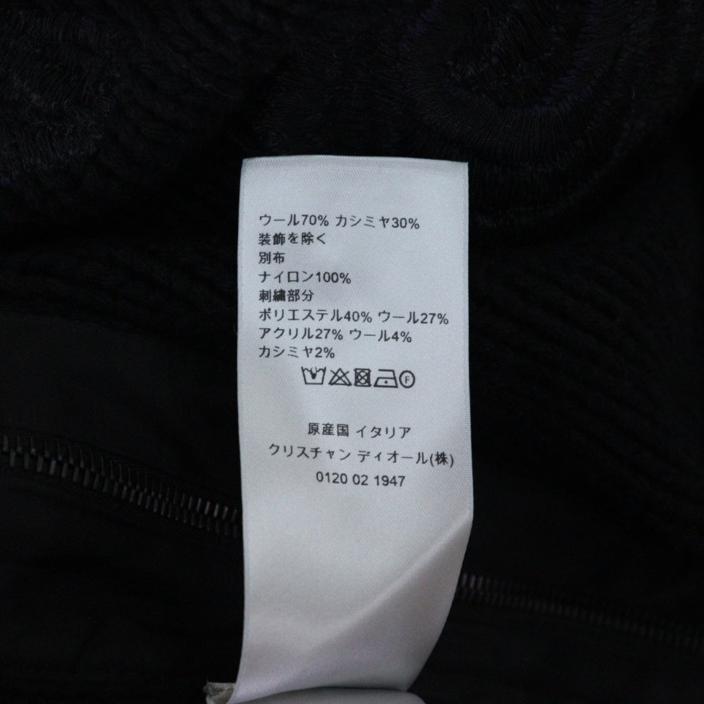 Christian Dior(クリスチャンディオール) ×sacai 22AW サカイ ローズモチーフ 刺繍 ニットセーター 長袖 ネイビー XXL 213M652AT336