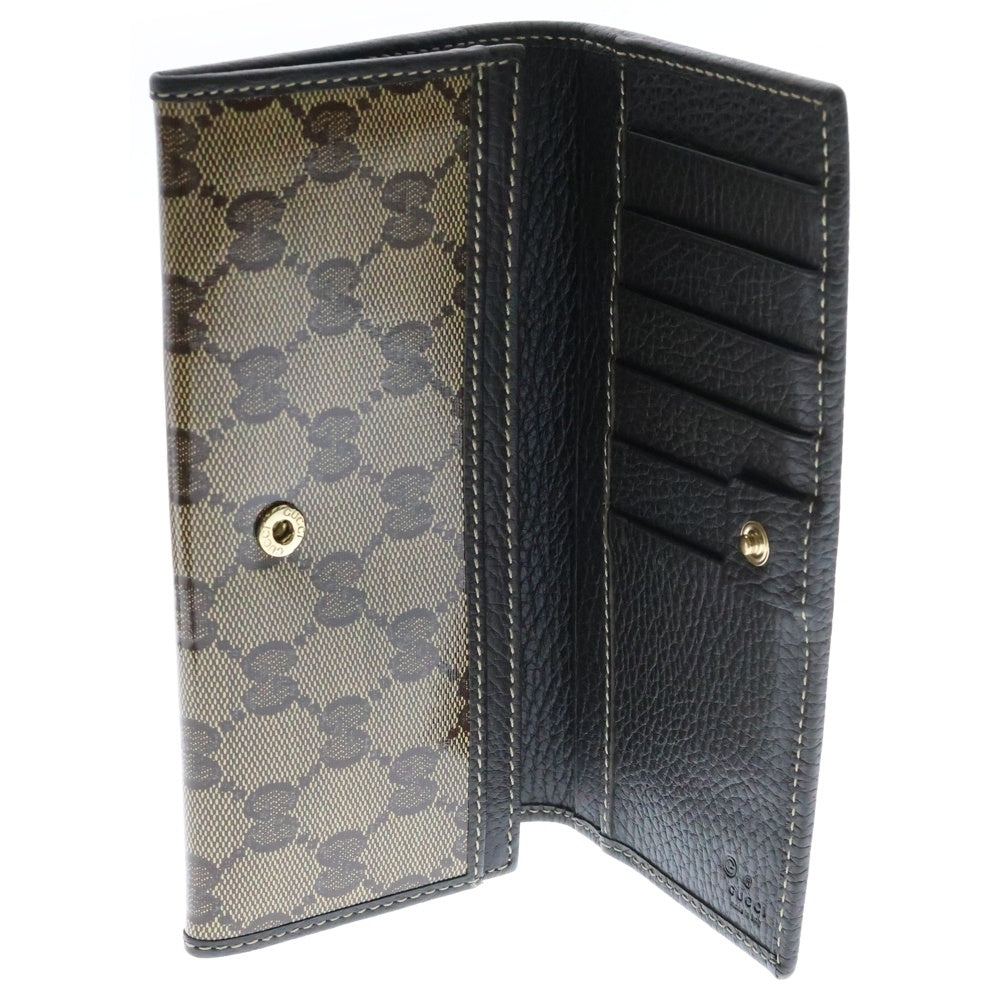 GUCCI(グッチ) GGクリスタル 二つ折り長財布 ロングウォレット キャンバス ブラウン 305282